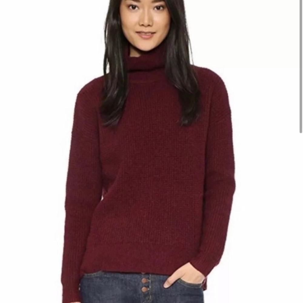 Madewell Maroon Ribbed Turtleneck Pullover Sweater
